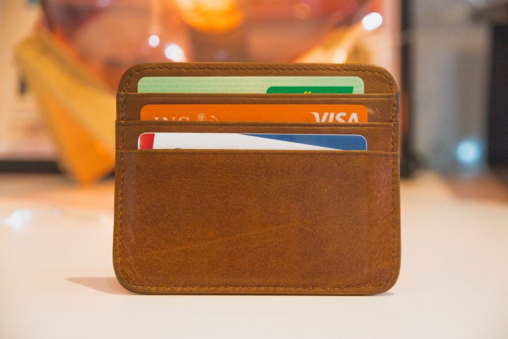 Wallet with credit cards.
