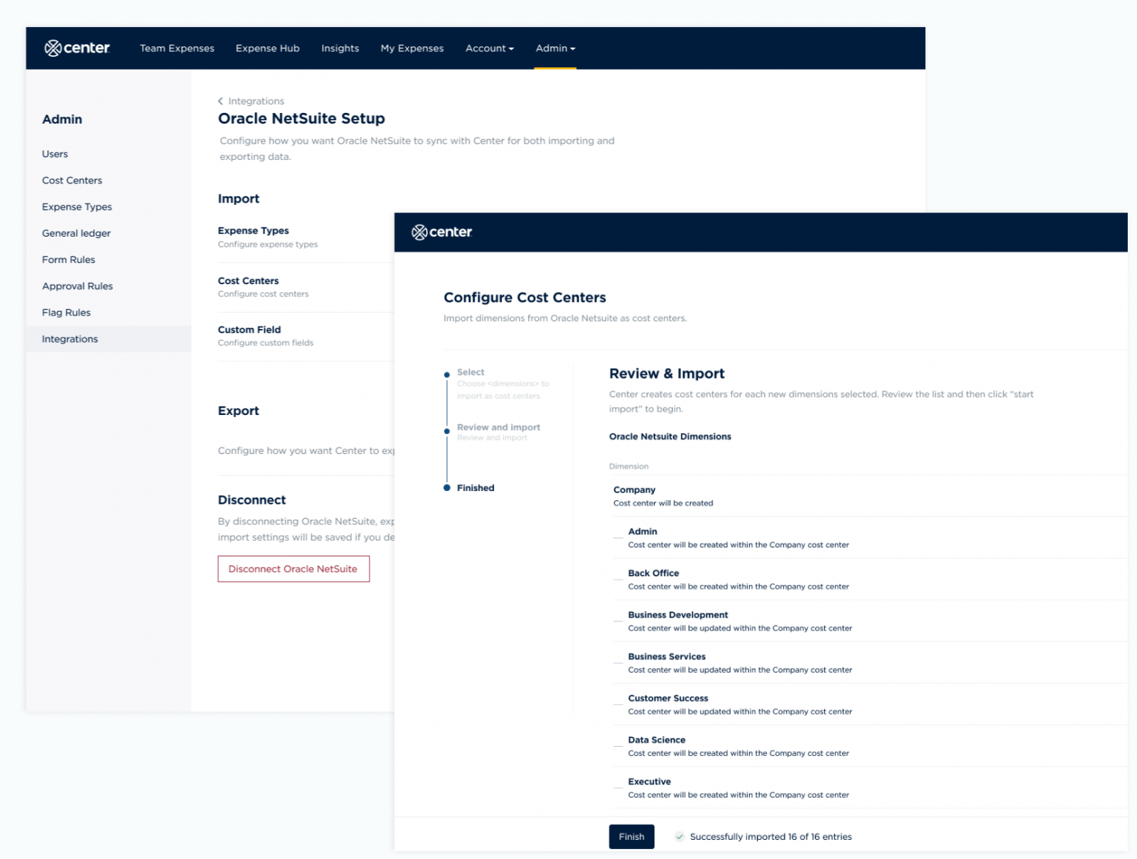 NetSuite configuration screens.