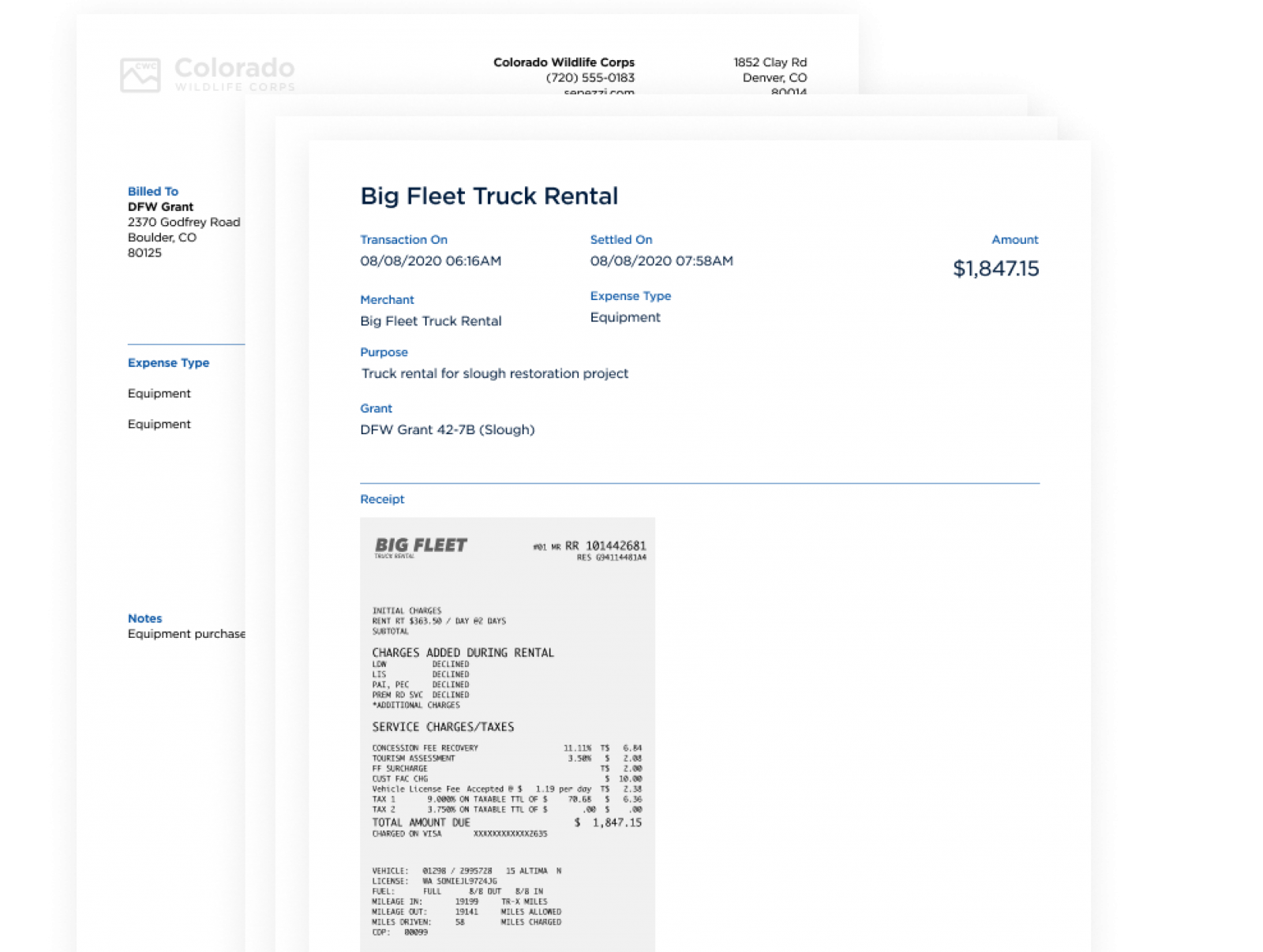 Print PDFs-4 Screenshot of Center Billable Expenses