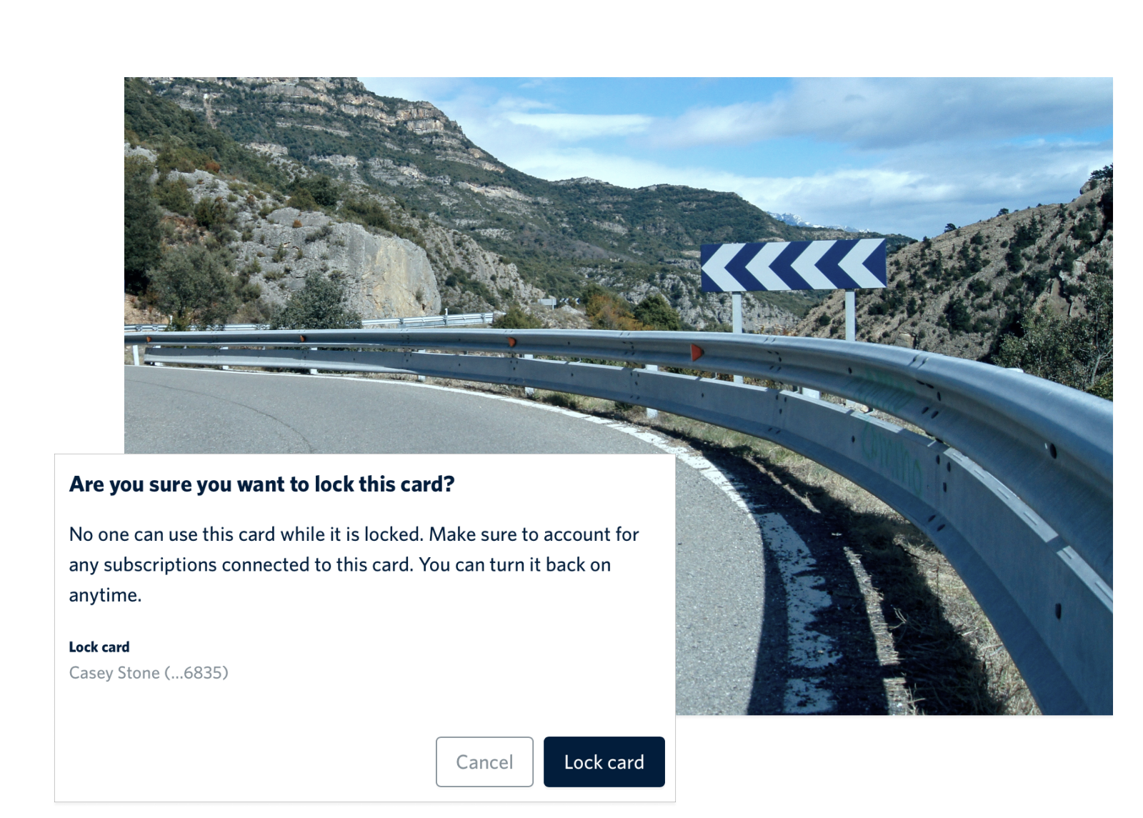 Image of a highway guardrail and a Center Screenshot